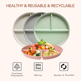 Greenandlife 9-inch divided plate in grey simplifies cleanup with dishwasher-safe convenience.