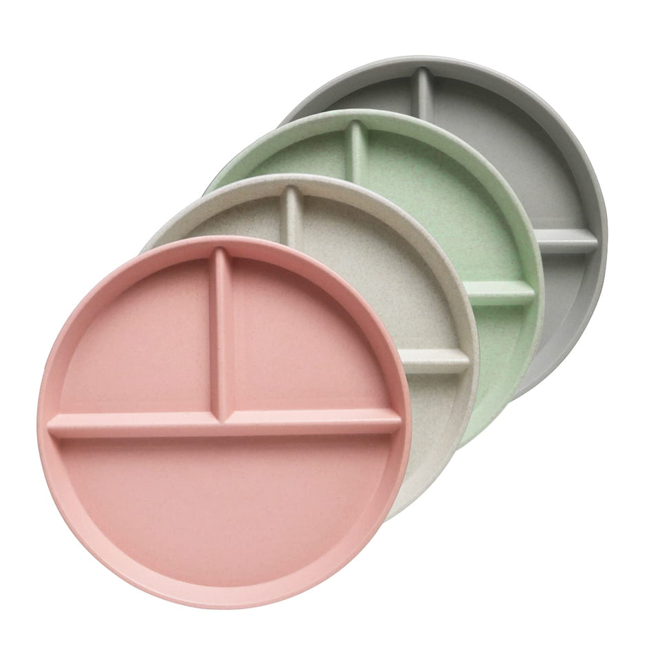 Greenandlife 9-inch divided plate in pink for kid-friendly meals and portion control.