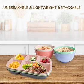 greenandlife stacked-divided-plates save space in cabinets and fridges
