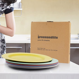 Greenandlife wheat straw material plates, eco-friendly and non-toxic for family dining.