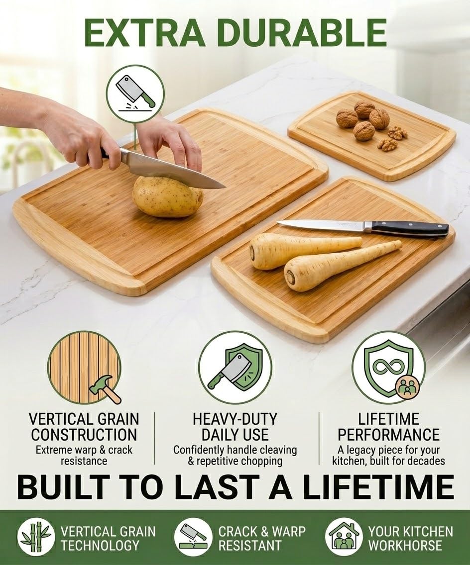 Greener Chef 18x12.5 inch board offers extra work space for large prep tasks
