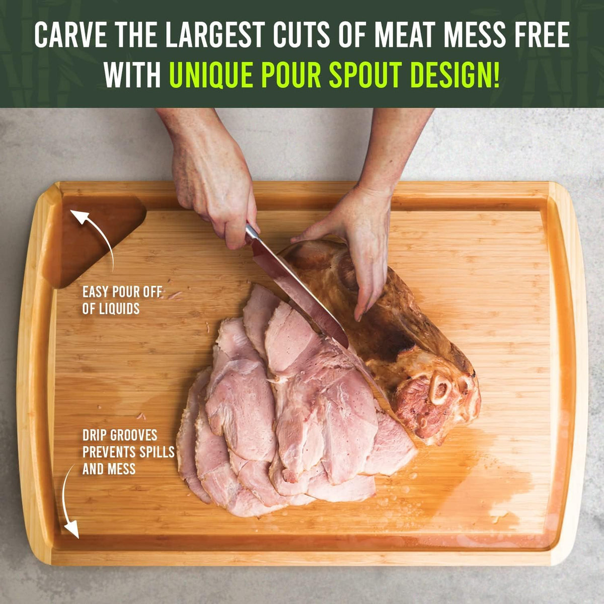 Greener Chef 30x20 cutting board placed over counter to save kitchen space during prep.