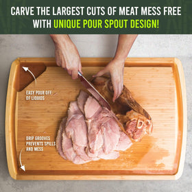 Greener Chef 30x20 cutting board placed over counter to save kitchen space during prep.
