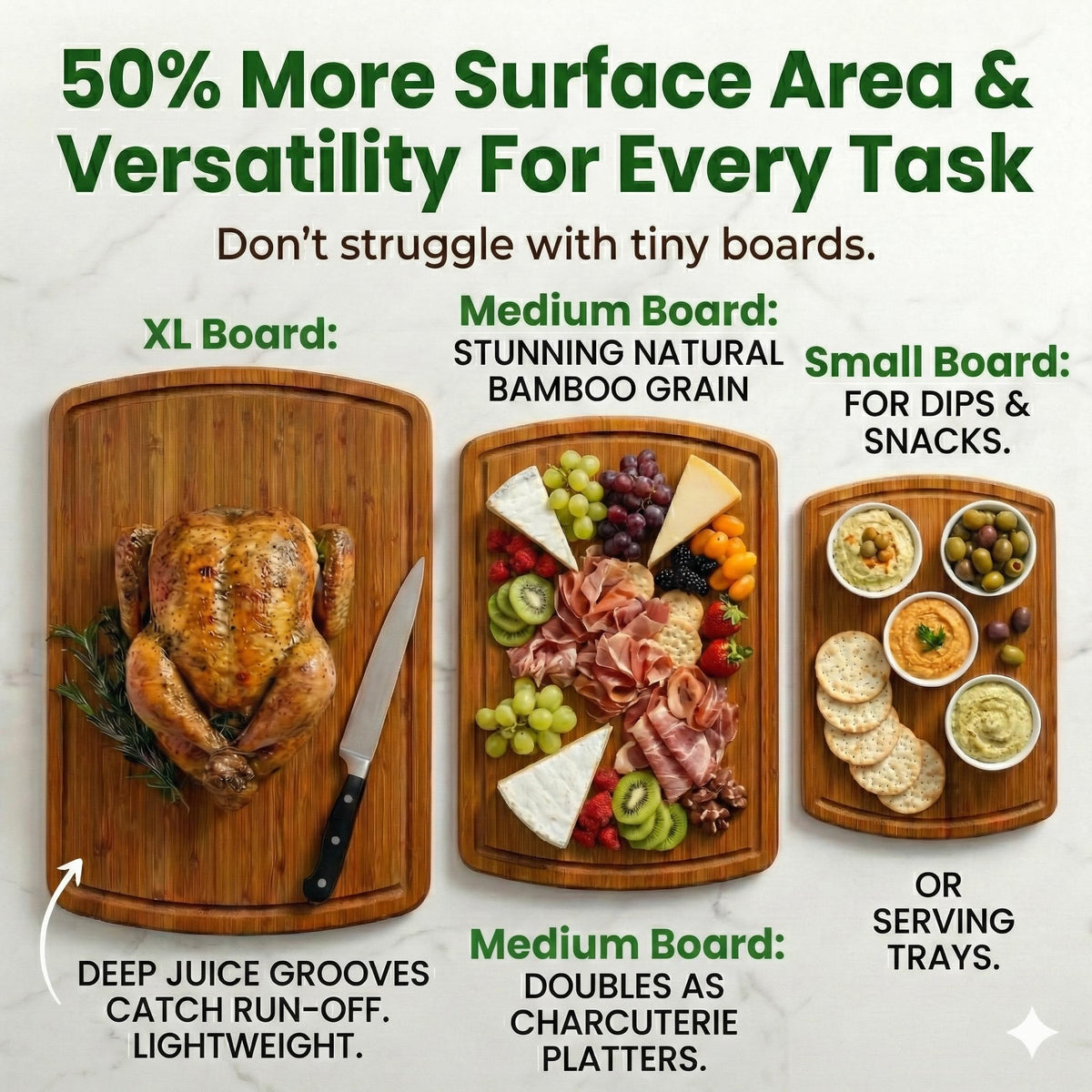 Greener Chef bamboo board with lifetime replacement warranty adds peace of mind.