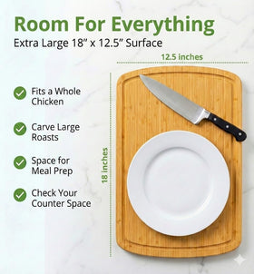 Greener Chef bamboo cutting board reversible design for versatile meal prep