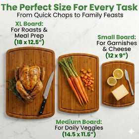 Greener Chef reversible cutting board shown as prep and serving surface.