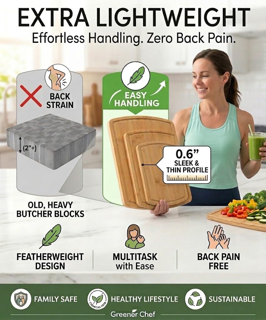 Greener Chef 12x9 inch board ideal for herbs, bread, and fruit.
