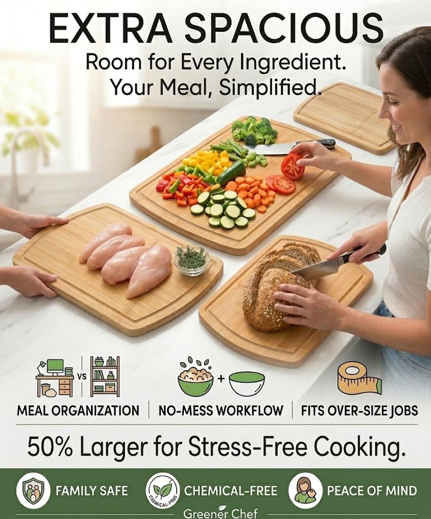 Greener Chef 15x11 inch board adds room for large prep tasks.