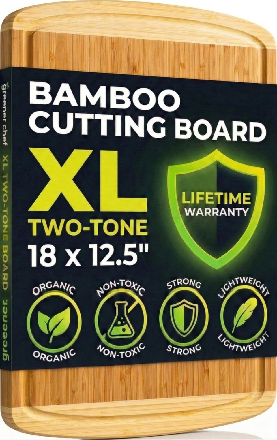 Greener Chef luxury bamboo cutting board extra-large surface for meats and cheeses