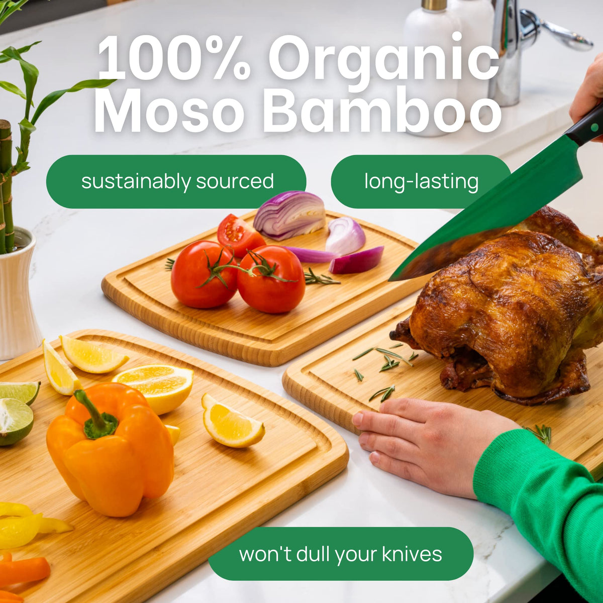 Greener Chef medium board with deep juice grooves for mess-free prep