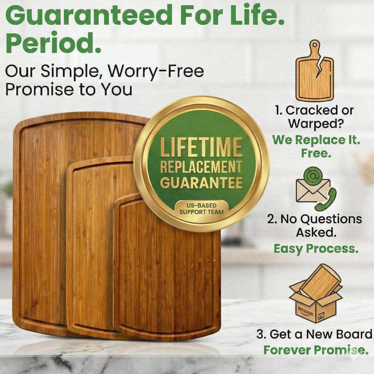 Greener Chef carbonized bamboo stays cooler and non-toxic for food safety.