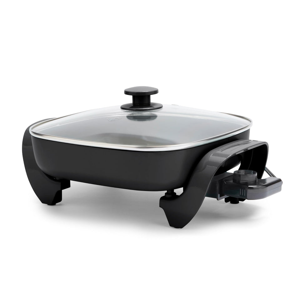 GreenLife 12-inch square skillet on countertop for quick, versatile family meals.