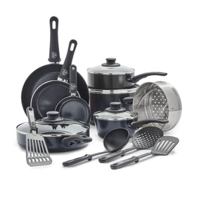 GreenLife 16-piece nonstick cookware set laid out for versatile meals and easy cleanup