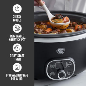 GreenLife 6QT ceramic nonstick interior for easy cleanup