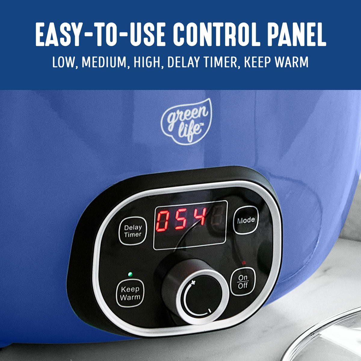 GreenLife clear glass lid helps monitor progress without lifting heat.
