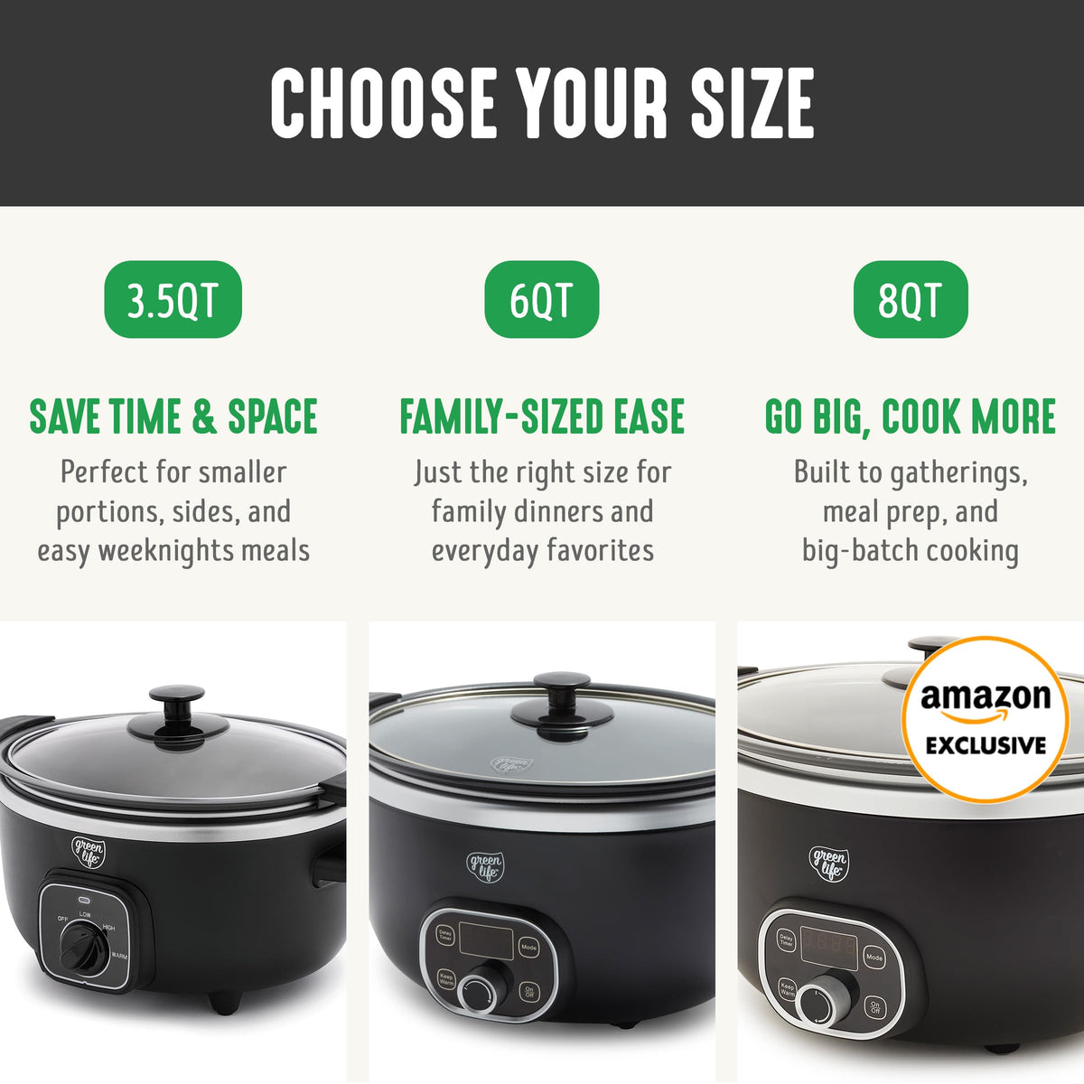 GreenLife slow cooker keep warm setting ideal for serving later