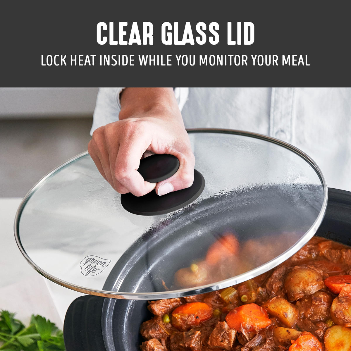 GreenLife PFAS-free ceramic interior ensures toxin-free cooking