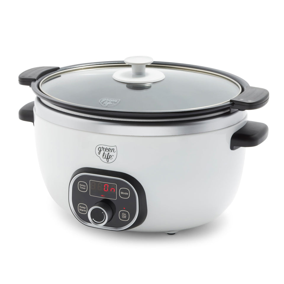 GreenLife 6QT slow cooker removable pot for stovetop sear and easy cleanup