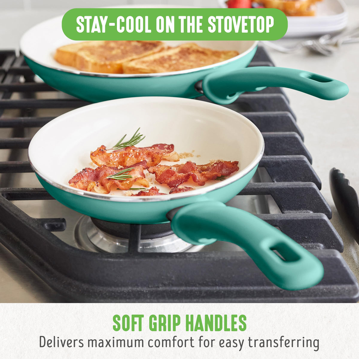 GreenLife ceramic nonstick coating closeup showing durable release.
