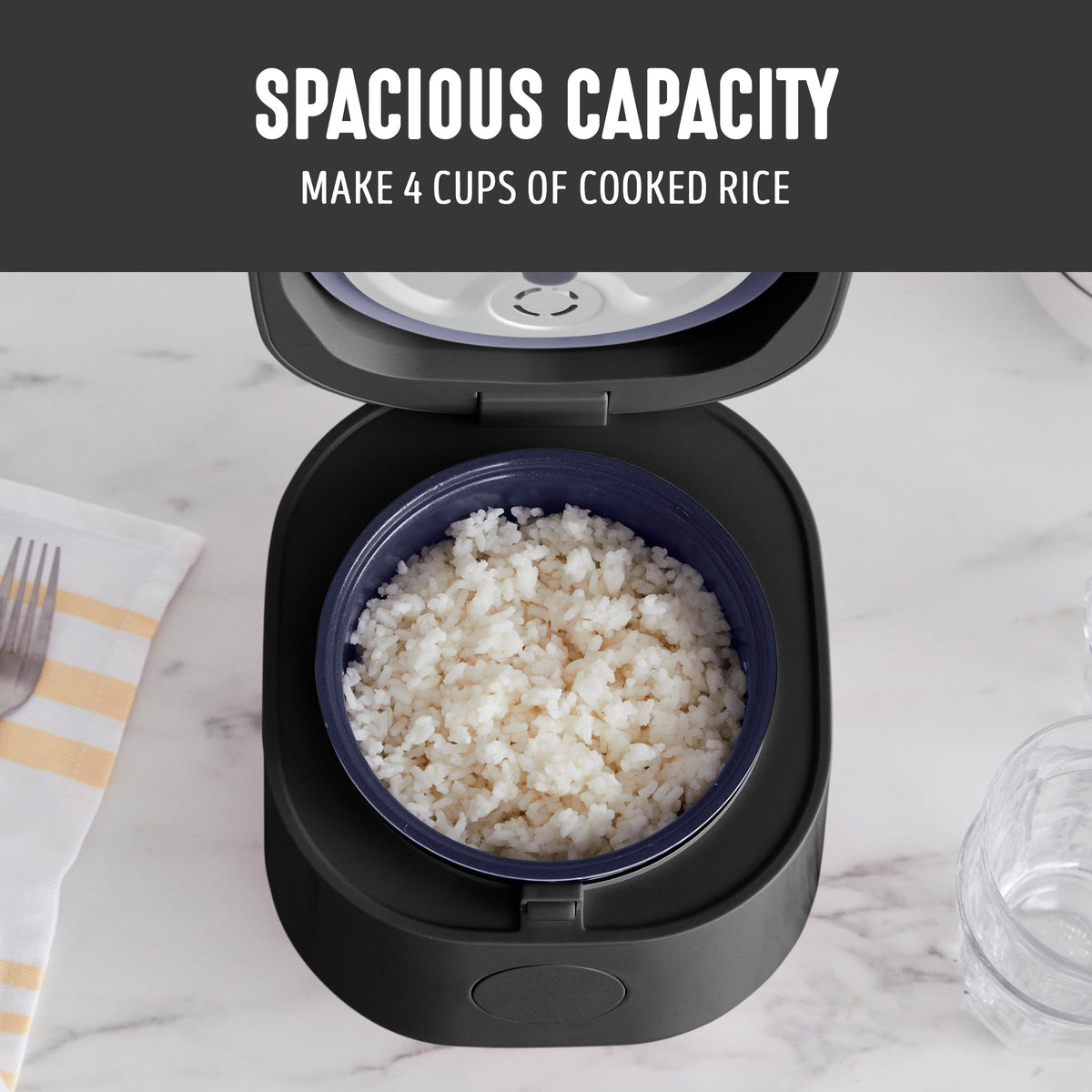 GreenLife Digital Rice Cooker control panel with one-touch presets for easy meal prep.