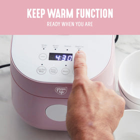 GreenLife Digital Rice Cooker fuzzy logic technology optimizes cooking timing