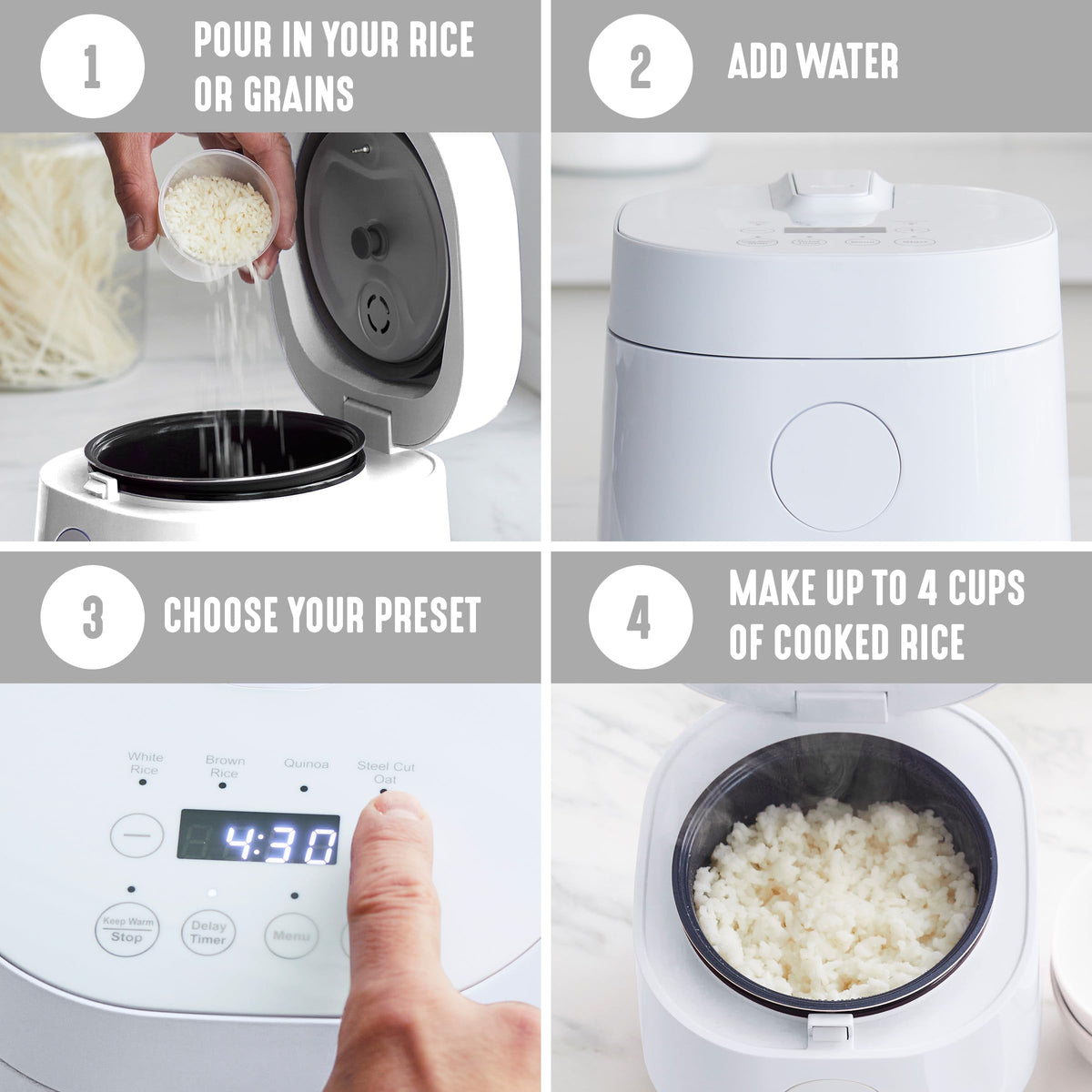 GreenLife Digital Rice Cooker inner pot removable for easy cleaning.