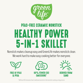 GreenLife skillet being wiped clean for easy cleanup after meals.