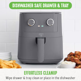 GreenLife EZ Air Fryer ceramic nonstick coating simplifies cleanup after cooking.