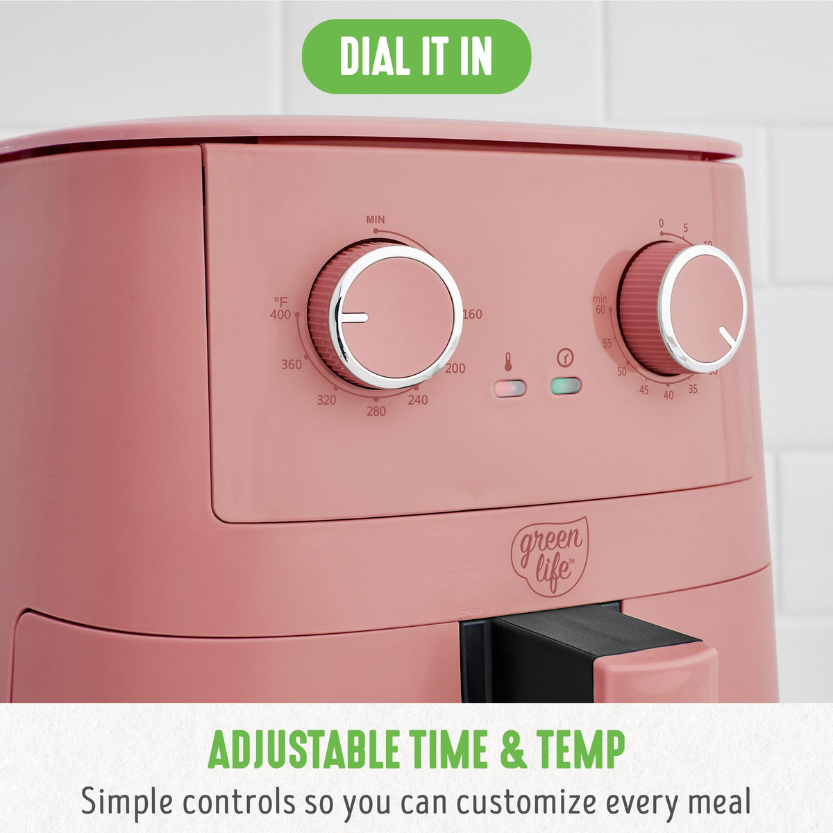 GreenLife EZ Air Fryer ceramic nonstick drawer promotes easy cleanup.