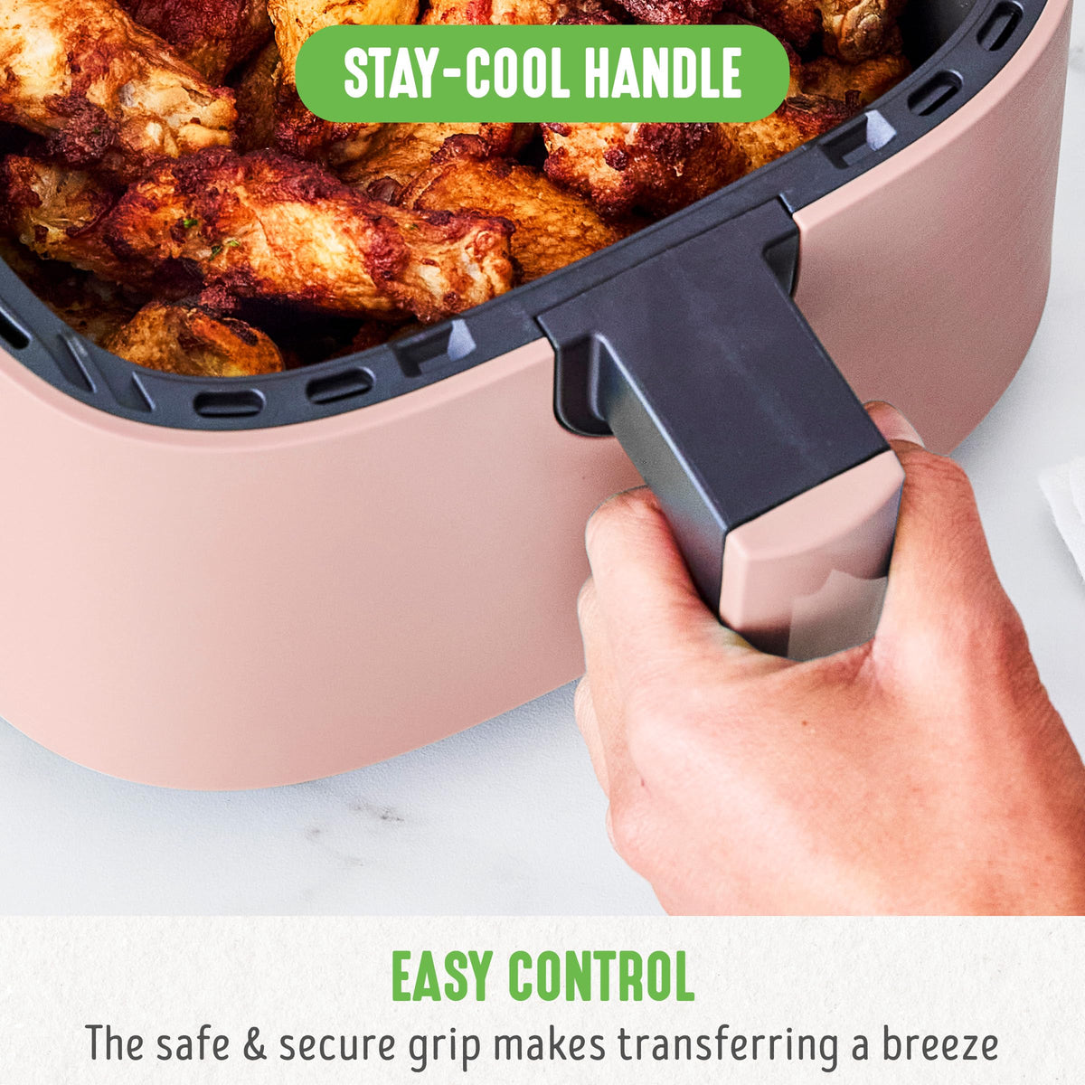 GreenLife EZ Air Fryer LED indicator light helps you time meals.