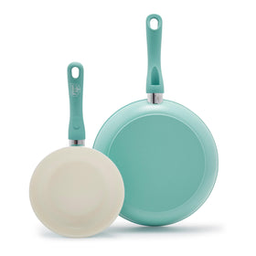 GreenLife non-stick fry pan set 7-inch turquoise for quick, easy meals.