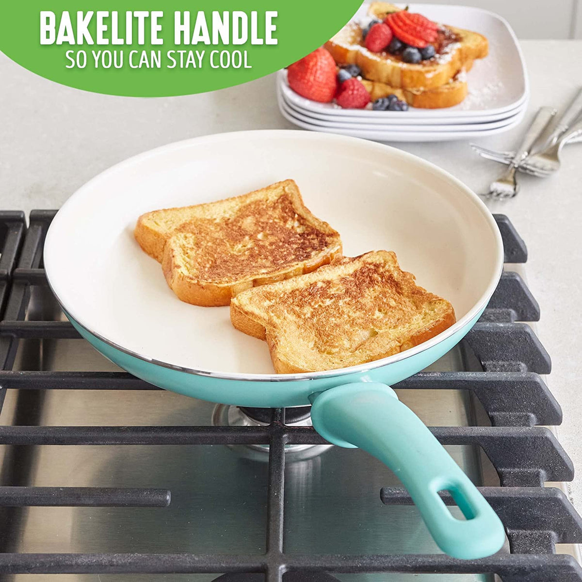 GreenLife oven-safe up to 350°F supports finishing dishes in oven.