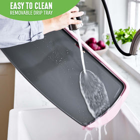 GreenLife pink finish griddle ready for pancakes, eggs, and more.