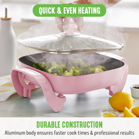 GreenLife pink skillet coating promotes easy nonstick cooking.