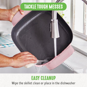 GreenLife pink skillet temperature control for precise heat.