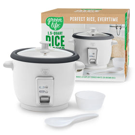 GreenLife rice cooker with removable inner pot for easy cleaning.