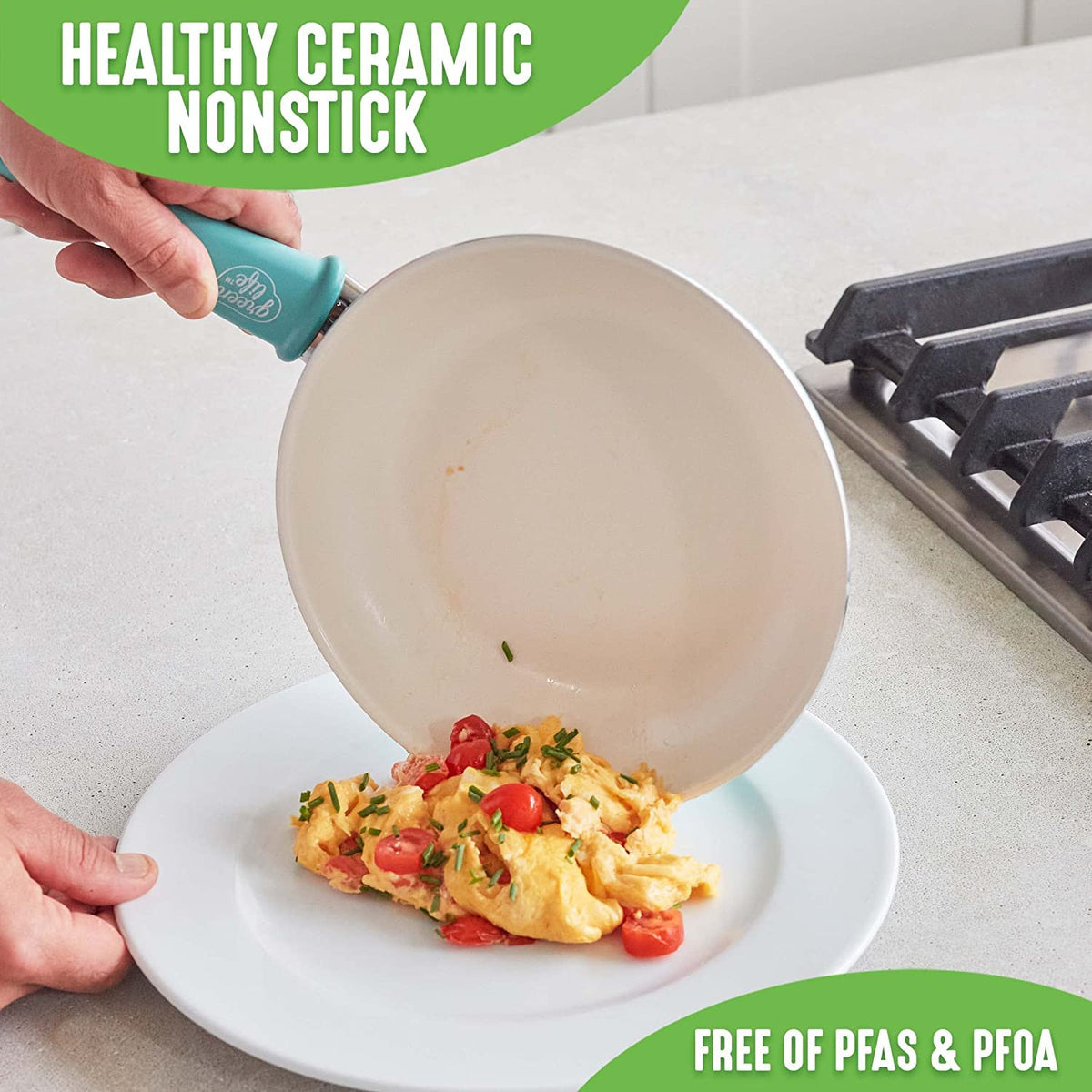 GreenLife coating close-up shows PFAS-free surface for healthier cooking.