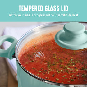 GreenLife durable glass lids let you monitor meals without heat loss.