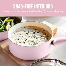 GreenLife soft grip handle provides comfortable cooking on the stovetop.