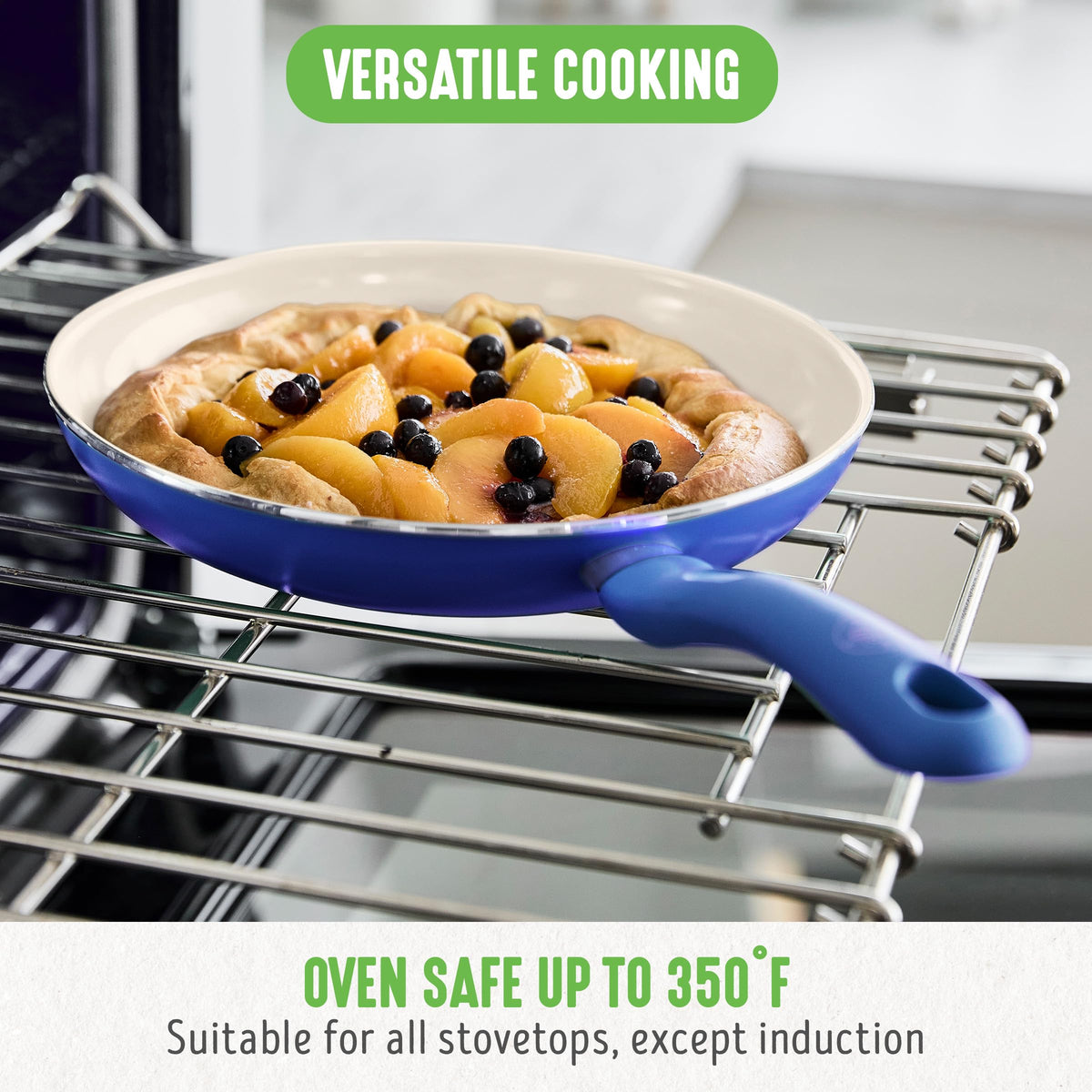 GreenLife soft grip handles stay cool during stovetop use