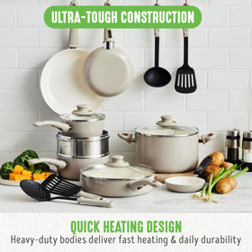 GreenLife soft-grip handles stay cool during cooking