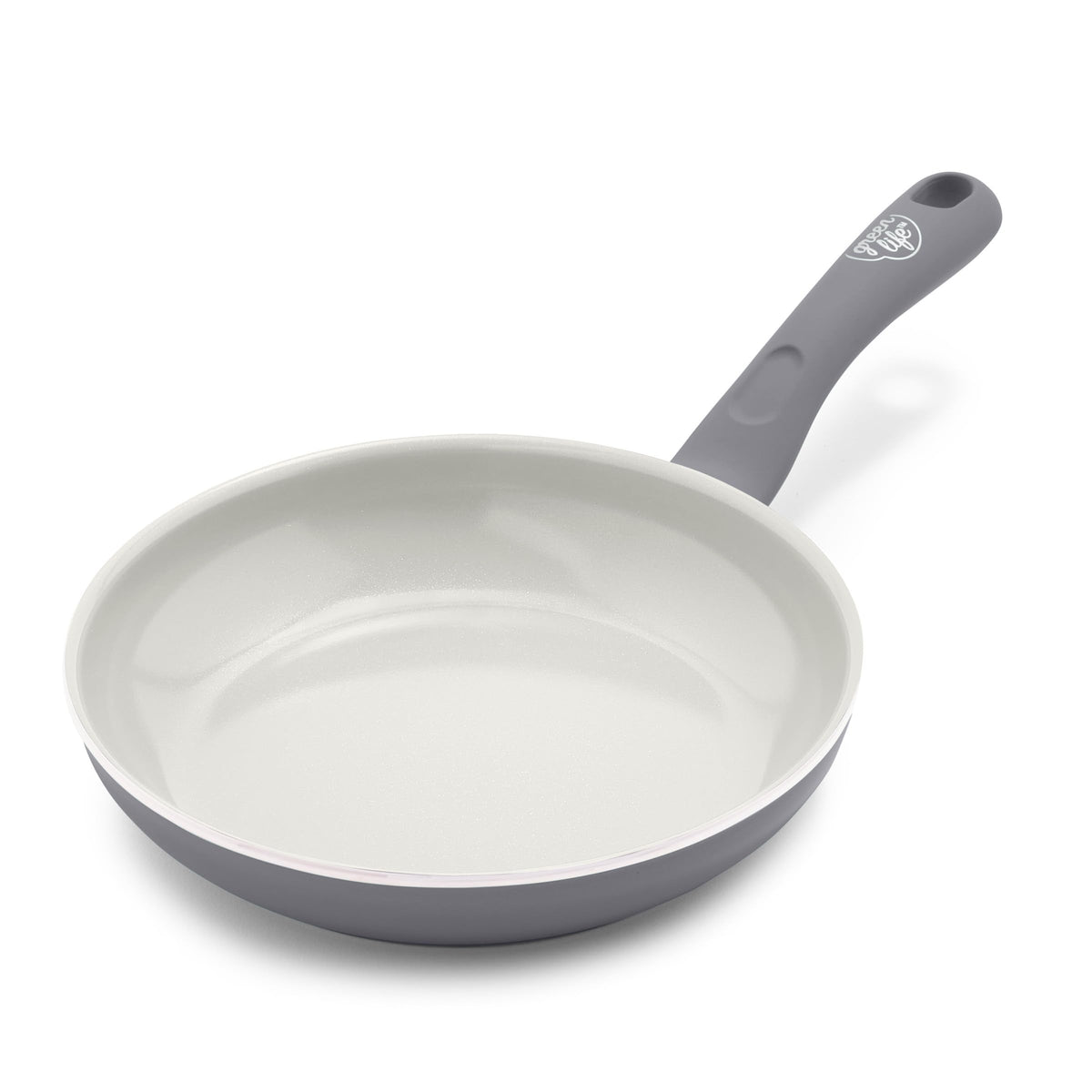 GreenLife Soft Grip 8-inch pan on stove for quick, even heating.
