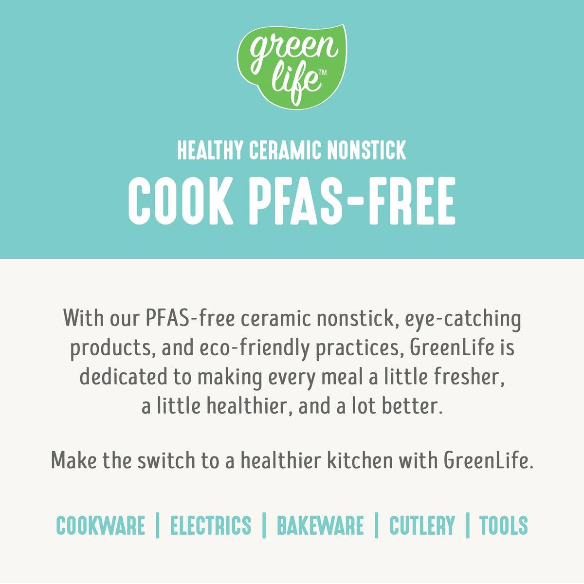 GreenLife oven-safe up to 350°F and dishwasher-safe for flexible kitchen routines.