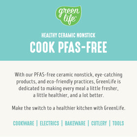 GreenLife oven-safe up to 350°F and dishwasher-safe for flexible kitchen routines.