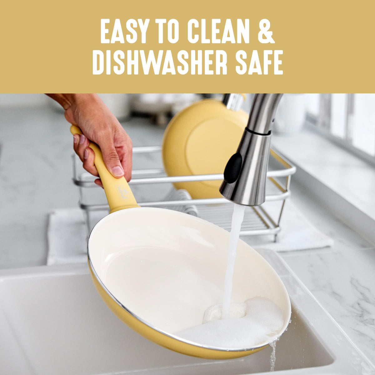 GreenLife soft grip stay-cool handles enhance comfort while cooking.