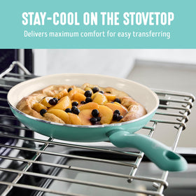 GreenLife wobble-free bases provide even heat distribution across pots and pans.