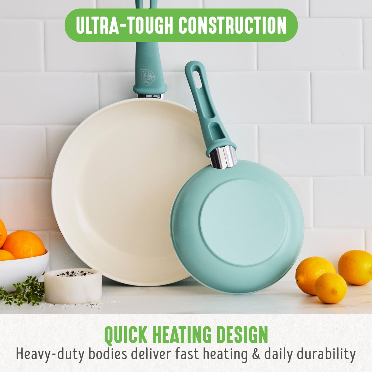 GreenLife pans compatible with most stoves, excluding induction.