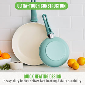GreenLife pans compatible with most stoves, excluding induction.