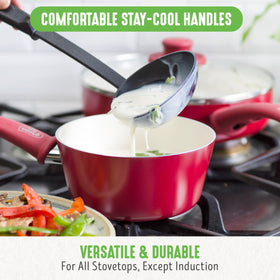 GreenLife tempered glass lids shown for monitoring meals without heat loss.