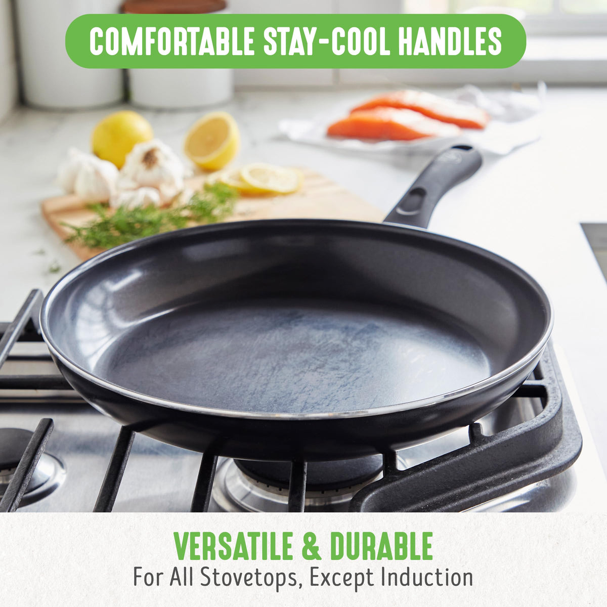 GreenLife Thermolon ceramic nonstick coating ensures easy release